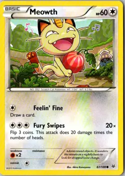 Meowth Pokemon Roaring Skies 67/108 LP - Image 1