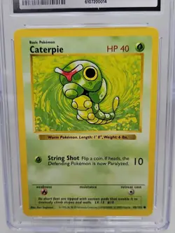 Caterpie 045/102 Base Set (Shadowless) Pokemon CGC 9 Mint - Image 2