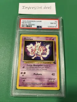 1999 POKEMON GAME MOVIE MOVIE PROMO #3 MEWTWO PSA 8 New Slab Recently Graded - Image 1