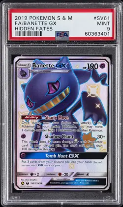2019 POKEMON SUN & MOON HIDDEN FATES #SV61 FULL ART/BANETTE GX PSA 9 - Image 1