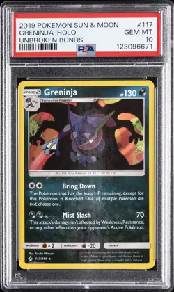 2019 POKEMON SUN & MOON UNBROKEN BONDS #117 GRENINJA-HOLO PSA 10 - Image 1