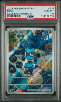 2023 POKEMON SVI EN-SCARLET & VIOLET ILLUSTRATION RARE #215 RIOLU PSA 10 - Image 1