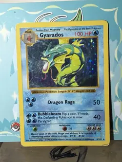 Pokemon TCG Gyarados Base Set Holo Rare 006/102 Shadowless English 1999 100 HP - Image 1