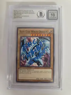 Eric Stuart Signed 2017 Yu-Gi-Oh Blue-Eyes White Dragon BAS BECKETT Auto 10 - Image 1