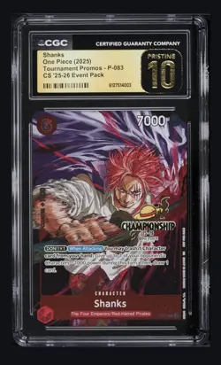 2025 One Piece Tournament Promos Championship Event Shanks P-083 CGC 10 PRISTINE - Image 1