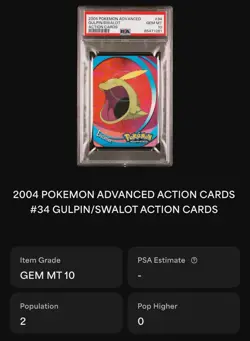 PSA 10 2004 POKEMON ADVANCED GULPIN/SWALOT ACTION CARDS LENTICULAR • POP 2 - Image 2