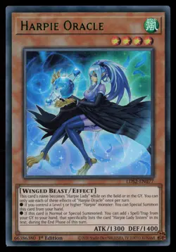 Yugioh Harpie Oracle (Green) LDS2-EN077 1st Edition Ultra Rare NM - Image 1