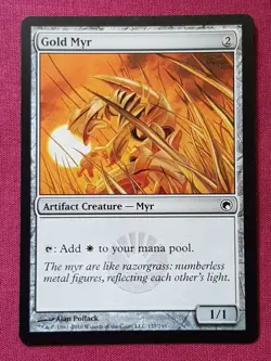Magic The Gathering SCARS OF MIRRODIN GOLD MYR artifact card MTG - Image 1