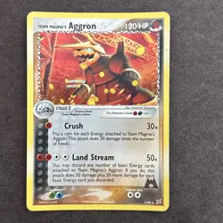 Team Magma's Aggron 7/95 Holo Rare Team Magma vs Team Aqua Pokemon Holo MP - Image 1