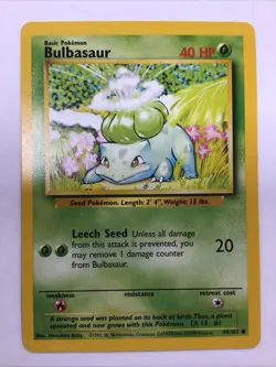 Pokemon TCG Bulbasaur Base Set, Unlimited Common Card 44/102 - Image 1