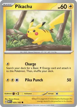 Pokemon TCG - Pikachu 025/165 Sv: Scarlet & Violet 151 Regular Common - Image 1