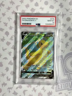 2022 POKEMON GO #076 FULL ART/DRAGONITE V PSA 10 - Image 1