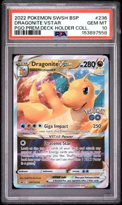 PSA 10 GEM MINT Dragonite VSTAR SWSH236 Black Star Promos GO Stamped Pokemon TCG - Image 1