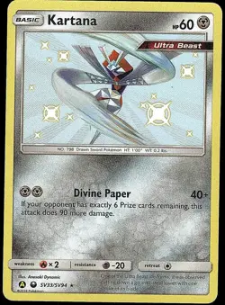 Kartana SV33/SV94 Shiny Rare Hidden Fates Shiny Vault Pokemon Lightly Played - Image 1