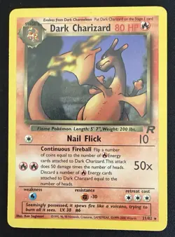 Dark Charizard Team Rocket Pokemon TCG 21/82 Non-Holo Rare Vintage WOTC LP - Image 1