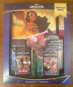 TCG Disney Lorcana Portfolio Bundle 4 Booster Packs & 1 Portfolio First Chapter - Image 1