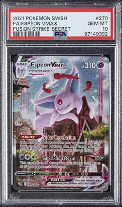 2021 POKEMON SWORD & SHIELD FUSION STRIKE SECRET FULL ART/ESPEON VMAX PSA 10 - Image 1