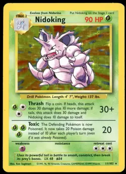 Pokemon TCG Nidoking Base Set 11/102 Holo 1999-2000 Wizards Base Set MP/HP - Image 1
