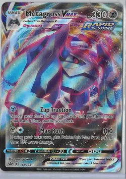 Metagross VMAX 113/198 Holo VMAX Rare Chilling Reign Pokemon Near Mint - Image 1