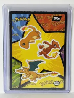 1999 Topps Pokemon Movie - Charizard Evolution Stickers - Black Topps Logo - Image 1