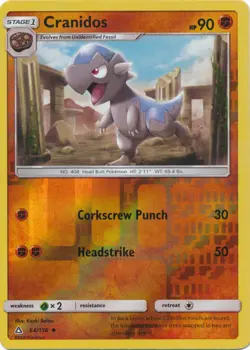 Pokemon - Cranidos - 64/156 - Uncommon - Reverse Holo - Sun and Moon Ultra Prism - Image 1