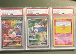 PSA 9 Pokemon 3-Card Lot: Mega Scrafty ex, Snorlax, Slowpoke 1st Ed - Image 1