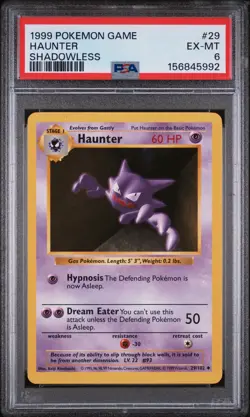 1999 Pokemon Haunter Shadowless #29 PSA 6 EX-MT Card - Image 1