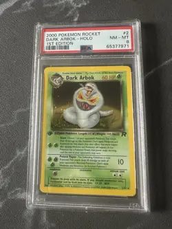 Dark Arbok 1st Edition PSA 8 Team Rocket Holo Pokemon Card 1999 WOTC #2 Rare - Image 1