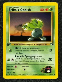 Erika’s Oddish 78/132 1st Edition Gym Heroes Series Common Pokemon Card NM - Image 1