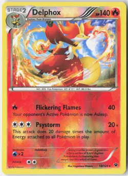 Delphox 13/124 Holo Rare Fates Collide Pokemon Reverse Holo Lightly Played - Image 1