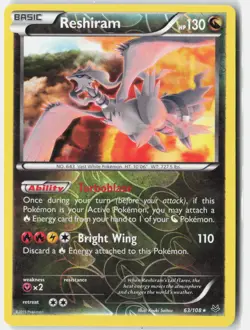 Reshiram 63/108 Holo Rare Roaring Skies Pokemon Reverse Holo Lightly Played - Image 1