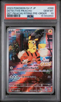 2023 POKEMON JAPANESE SV-P PROMO #098 DETECTIVE PIKACHU PSA 10 - Image 1