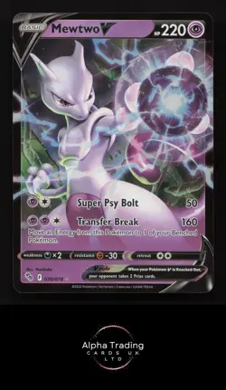 Mewtwo V 030/078 Holo V Rare Pokemon GO Pokemon Near Mint - Image 1