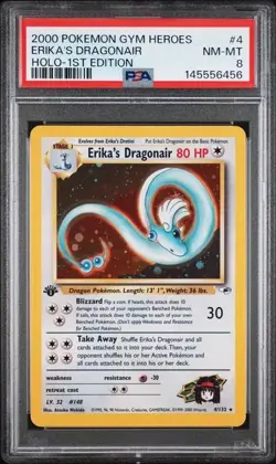 Pokemon Erika's Dragonair 4/132 1st Edition Gym Heroes Holo Vintage 2000 PSA 8 - Image 3