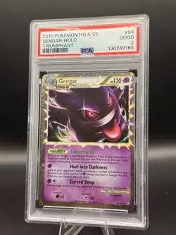 POKEMON HEARTGOLD & SOULSILVER TRIUMPHANT #94 GENGAR-HOLO PRIME PSA 2 94/102 - Image 1