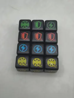Yugioh Dungeon Dice Monsters 12 Piece Die Lot Set Green Yellow Blue Red RARE - Image 1