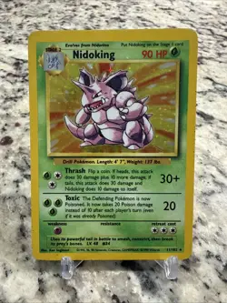 Pokemon TCG Nidoking Holo Rare Card Base Set 11/102, 1999 WOTC Vintage - Image 1