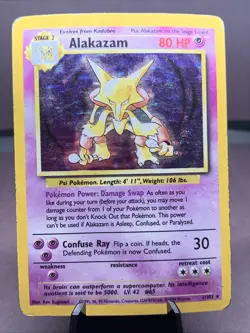 Pokemon TCG Alakazam Base Set Holo Rare 1/102 WOTC 1999 VTG HP - Image 1