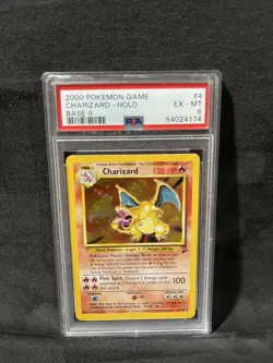 2000 CHARIZARD Stage 2 Pokemon Card Holofoil Base II #4 EX MT 6 PSA - Image 1