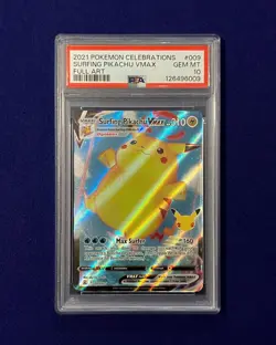 PSA 10 Surfing Pikachu Vmax #9 Celebrations 2021 Pokemon GEM MINT - Image 1