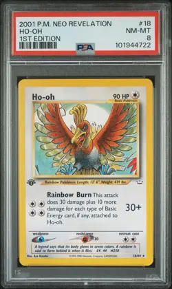 Ho-Oh Neo Revelation 18/64 1st Edition PSA 8 Pokemon Card WOTC Vintage - Image 1