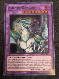 YUGIOH Amulet Dragon DLCS-EN005 1st edition Ultra Rare Green Near-Mint NM - Image 1