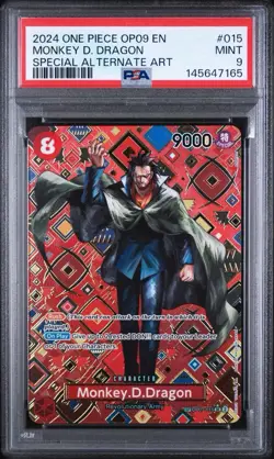 Bandai One Piece OP09 Monkey D. Dragon SP Special Alt Art Foil PSA 9 OP09-015 - Image 1