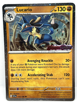 Lucario - 114/198 Pokemon Scarlet & Violet Premium Collection Stamped Promo Card - Image 1