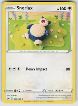 Snorlax 109/159 Rare Crown Zenith Pokemon Near Mint - Image 1