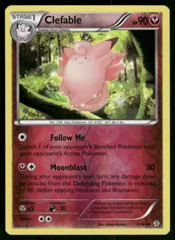 2016 Pokemon Clefable Uncommon Generations 51/83 Reverse Holo HP - Image 1