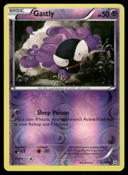2016 Pokemon Gastly Common Generations 33/83 Reverse Holo LP - Image 1