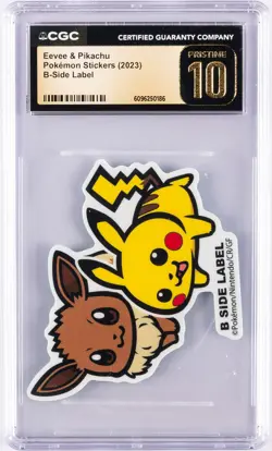 2023 POKEMON STICKERS B-SIDE LABEL EEVEE & PIKACHU CGC 10 PERFECT - Image 1