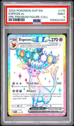 2025 POKEMON PRISMATIC EVOLUTIONS PREMIUM FIGURE COLLECTION ESPEON EX PSA 9 - Image 1