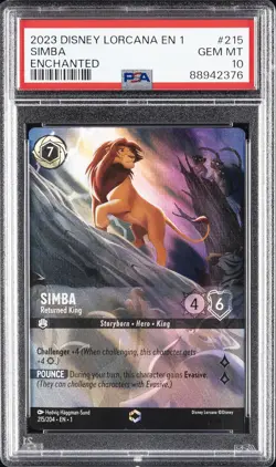 2023 DISNEY LORCANA EN 1-THE FIRST CHAPTER #215 SIMBA - RETURNED KING PSA 10 - Image 1